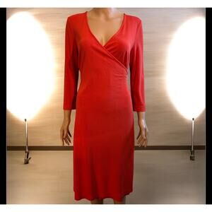 Sutton Studio Red Knee-Length True Wrap Dress Size Large